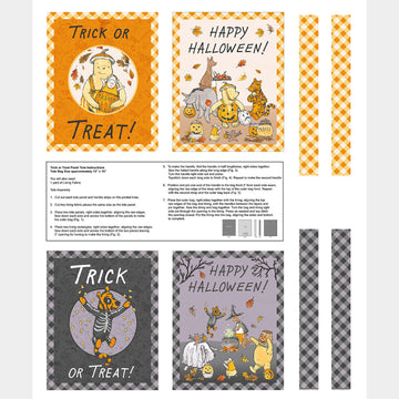 Haunted Acre Wood - Winnie the Pooh Trick or Treat Bags Orange Purple Panel