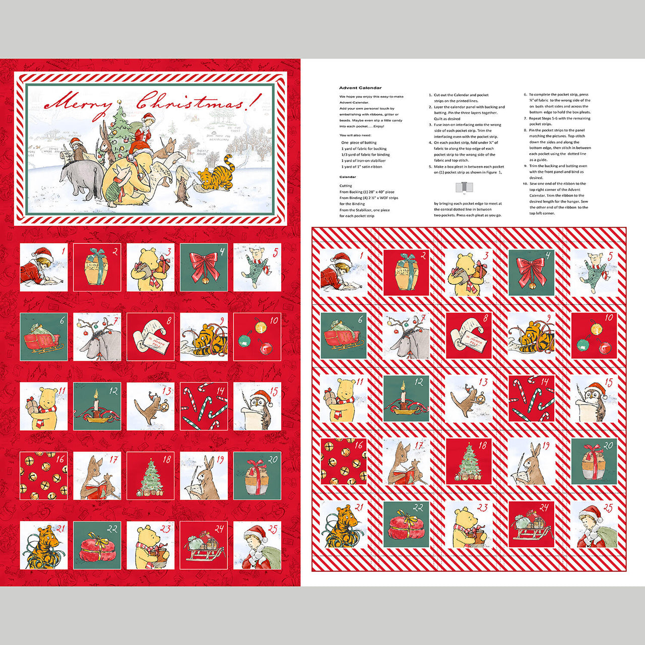 Christmas at Pooh Corner - Winnie the Pooh Advent Calendar Red Panel