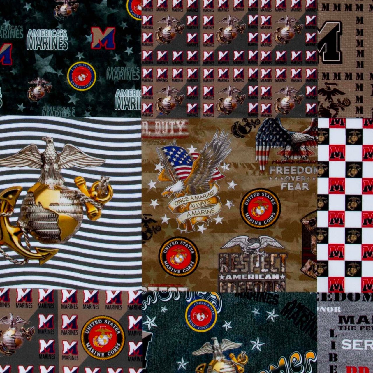 Military - US Marines Cheater Quilt Multi Yardage