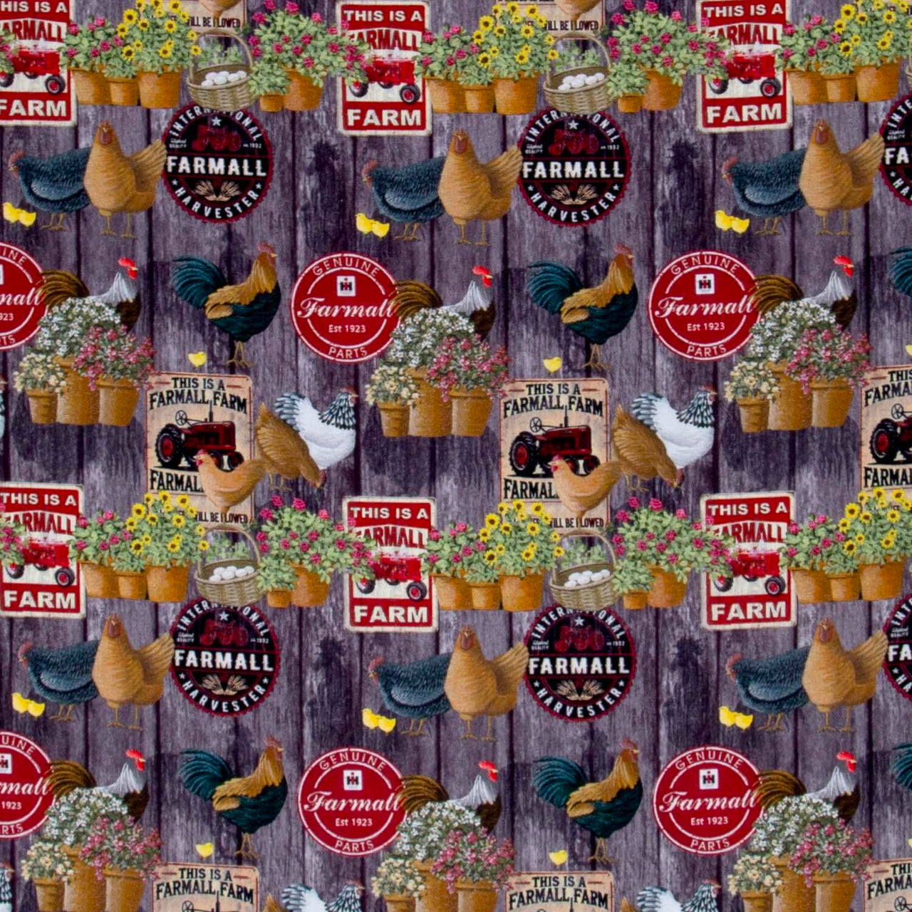 Farmall - Plank Logos Gray Yardage