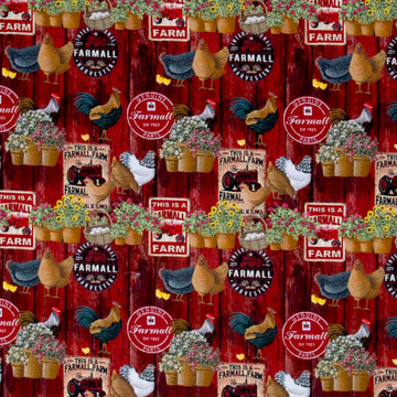 Farmall - Plank Logos Red Yardage