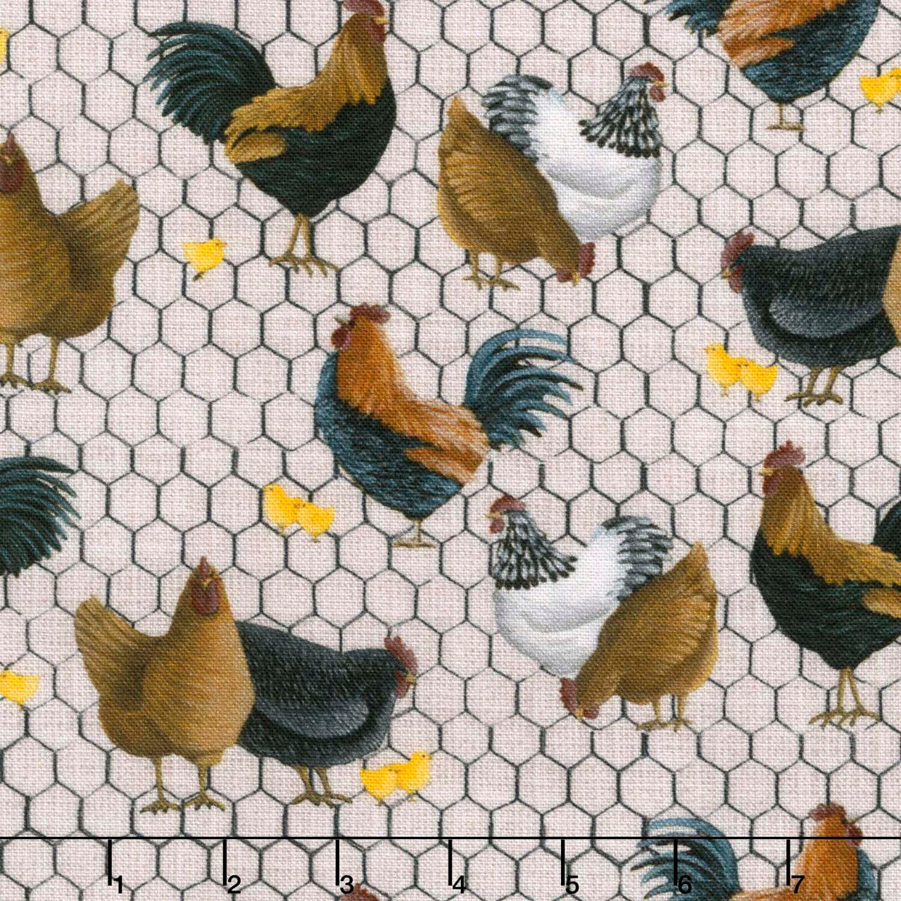 Farmall - Plank Roosters & Chickens Multi Yardage