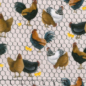 Farmall - Plank Roosters & Chickens Multi Yardage