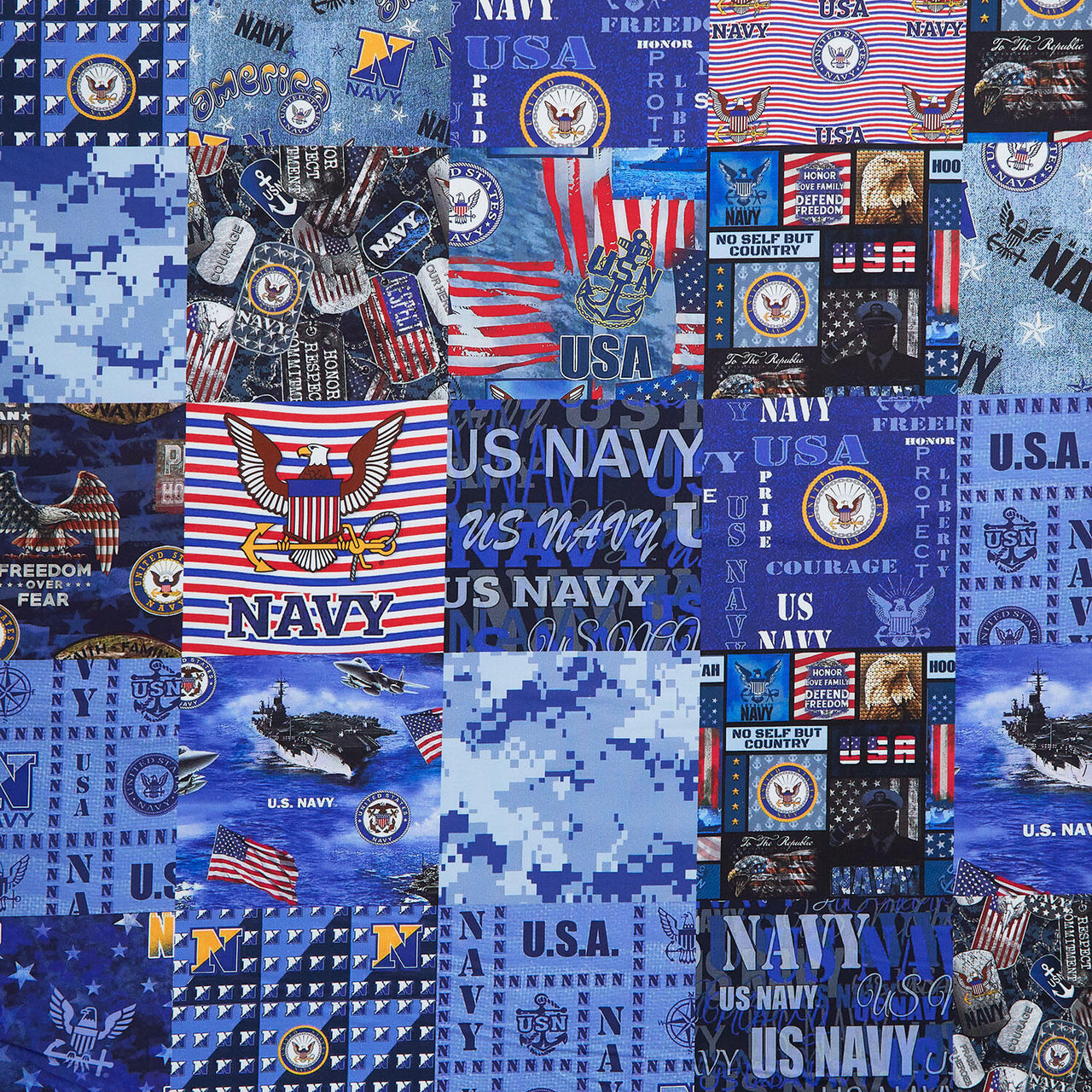 Military - Navy Cheater Quilt Navy Yardage