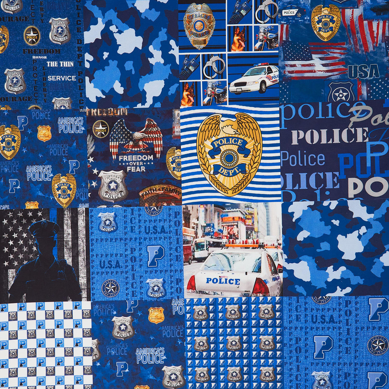 Service & Rescue - Police Dept Cheater Quilt Dark Blue Yardage