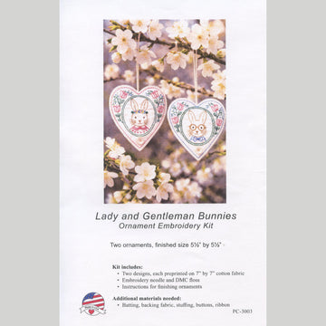 Mr. and Mrs. Bunny Heart Embroidered Quilt Block Kit