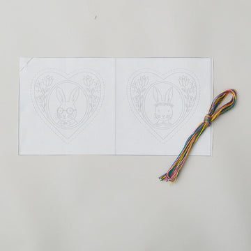 Mr. and Mrs. Bunny Heart Embroidered Quilt Block Kit
