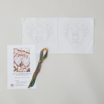 Mr. and Mrs. Bunny Heart Embroidered Quilt Block Kit