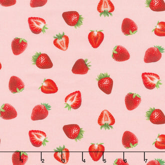 Berry Sweet - Tossed Strawberries Pink Yardage