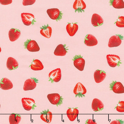 Berry Sweet - Tossed Strawberries Pink Yardage