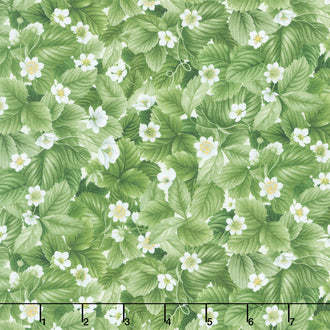 Berry Sweet - Packed Strawberry Leaves Green Yardage