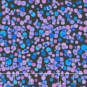 Midnight Bloom - Hydrangea Dots Black Yardage
