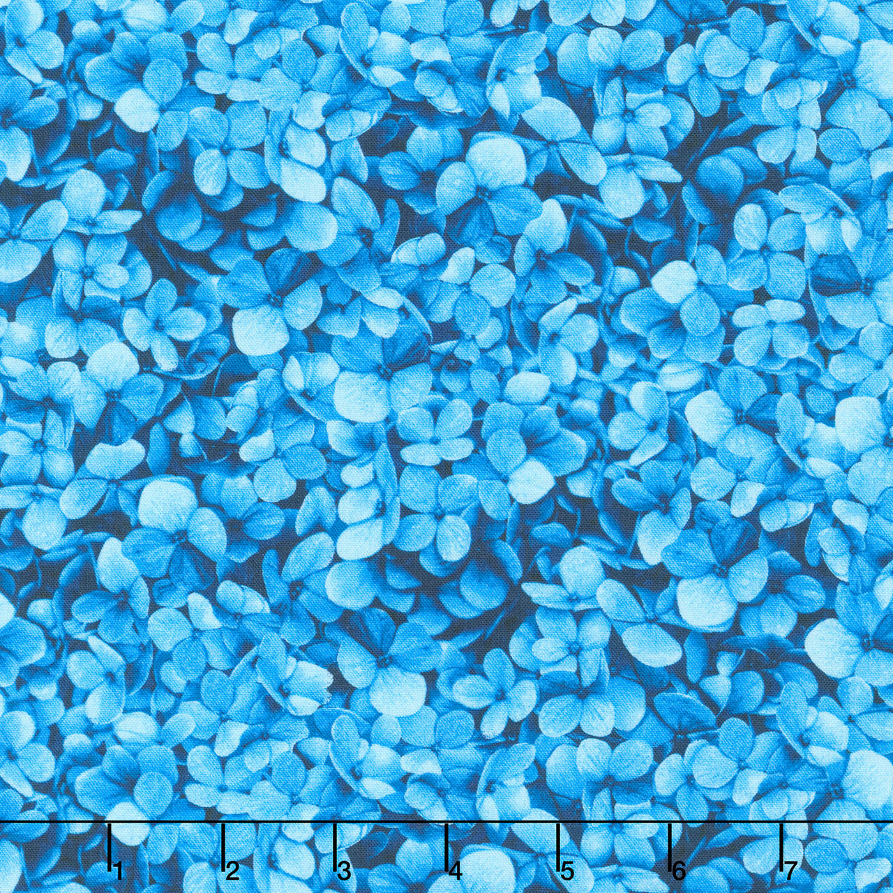 Midnight Bloom - Packed Hydrangea Petals Blue Yardage