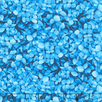 Midnight Bloom - Packed Hydrangea Petals Blue Yardage