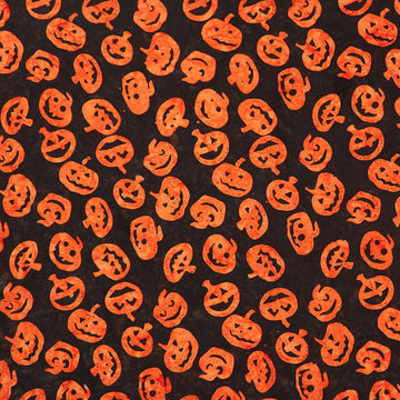 Tonga Batiks - Haunted Pumpkin Grinning Smile Flame Yardage