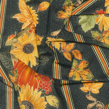 Thankful - Harvest 11" Metallic Stripes Black Yardage