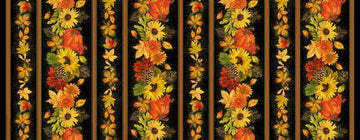 Thankful - Harvest 11" Metallic Stripes Black Yardage