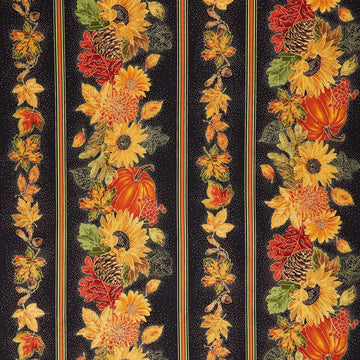 Thankful - Harvest 11" Metallic Stripes Black Yardage