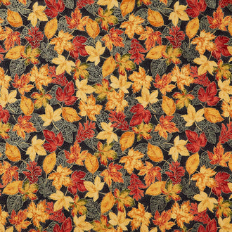 Thankful - Fall Leaves Metallic Autumn Yardage