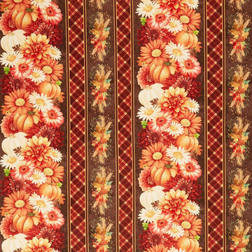 Gather With A Grateful Heart - Harvest Floral 11" Stripes Multi Yardage
