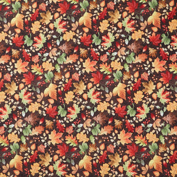 Gather With A Grateful Heart - Tossed Fall Leaves Brown Yardage