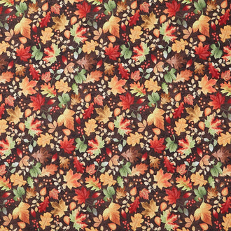 Gather With A Grateful Heart - Tossed Fall Leaves Brown Yardage