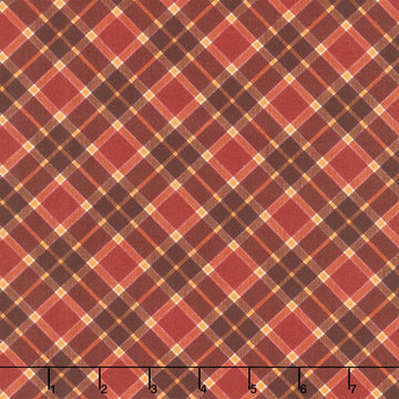 Gather With A Grateful Heart - Bias Plaids Cranberry Yardage