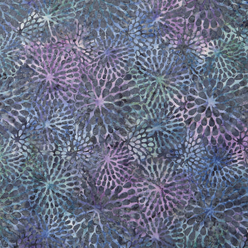 Tonga Batiks - Plumberry Dahlias Sage Yardage