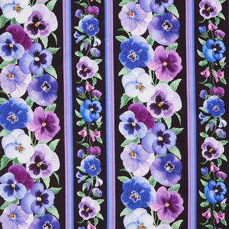 Pansy Perfection - Pansy 11" Stripes Black Yardage