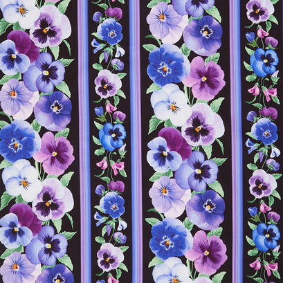 Pansy Perfection - Pansy 11" Stripes Black Yardage
