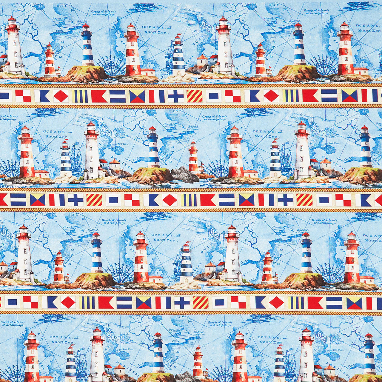 Beacon Of Light - Lighthouse 11" Stripes Nautical Yardage