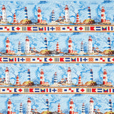 Beacon Of Light - Lighthouse 11" Stripes Nautical Yardage