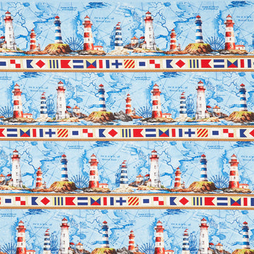 Beacon Of Light - Lighthouse 11" Stripes Nautical Yardage