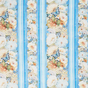 Forest Whispers - Floral 11" Stripes Blue Yardage