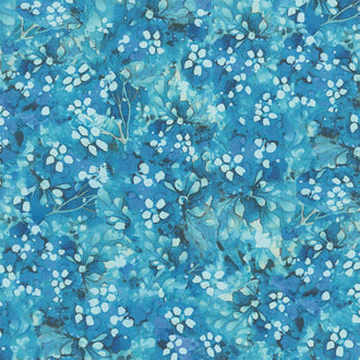 Forest Whispers - Tonal Floral Cobalt Yardage