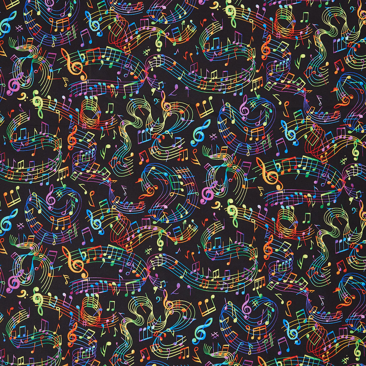 Painted Guitar - Multi Music Notes Multi Yardage