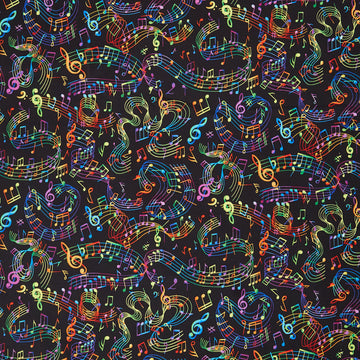 Painted Guitar - Multi Music Notes Multi Yardage