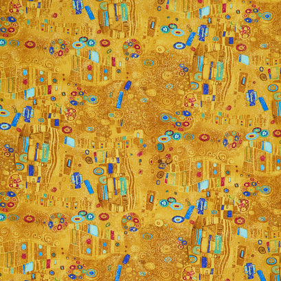 Gilded Plume - Abstract Shapes Gold Metallic Yardage