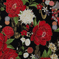 Lotus Garden - Lotus Floral Black Metallic Yardage