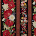Lotus Garden - Floral 11" Stripes Black Metallic Yardage