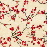 Lotus Garden - Cherry Blossom Branches Cream Metallic Yardage