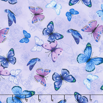 Blue Purple Butterflies Yardage