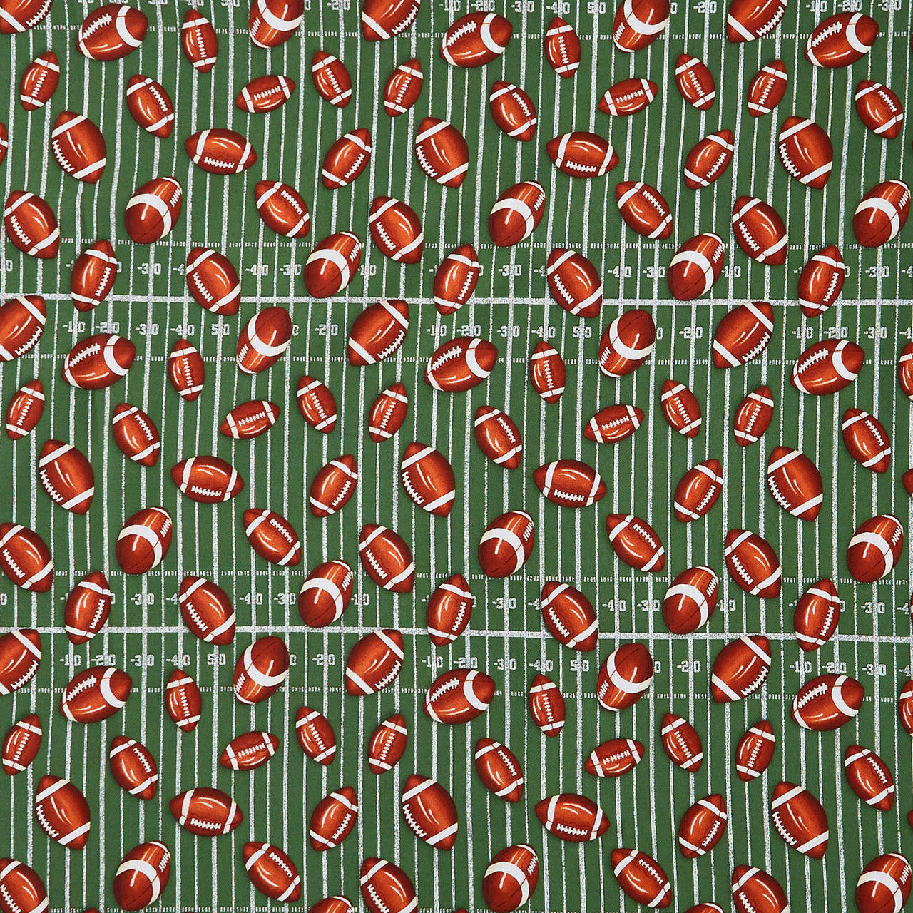 Footballs on Field Green Yardage