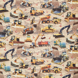 Novelty - Construction Site Scene Brown Yardage