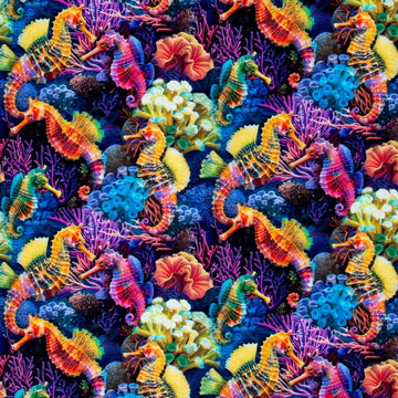 Animals - Reef Seahorses Multi Yardage