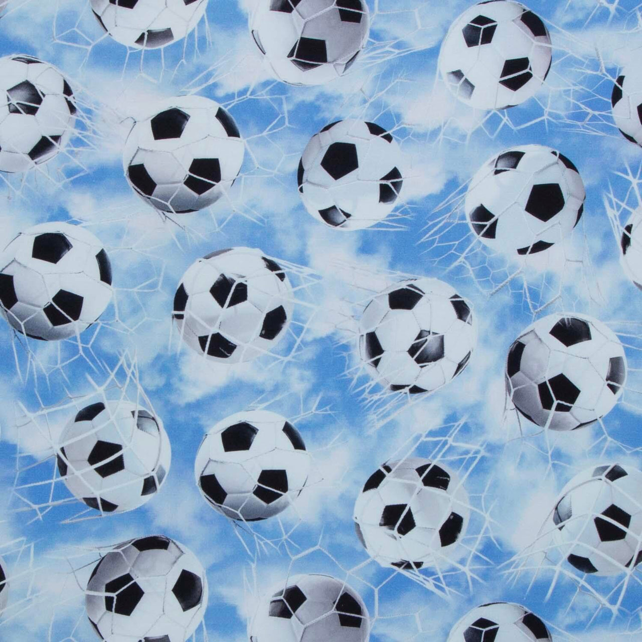 Sports - Soccer Balls In Nets Blue Yardage