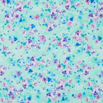 Bellagio - Small Florals Aqua Yardage