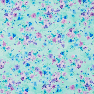 Bellagio - Small Florals Aqua Yardage