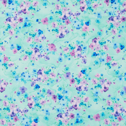 Bellagio - Small Florals Aqua Yardage
