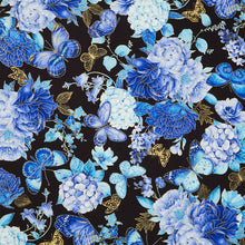Escapade - Butterfly Floral Black Metallic Yardage